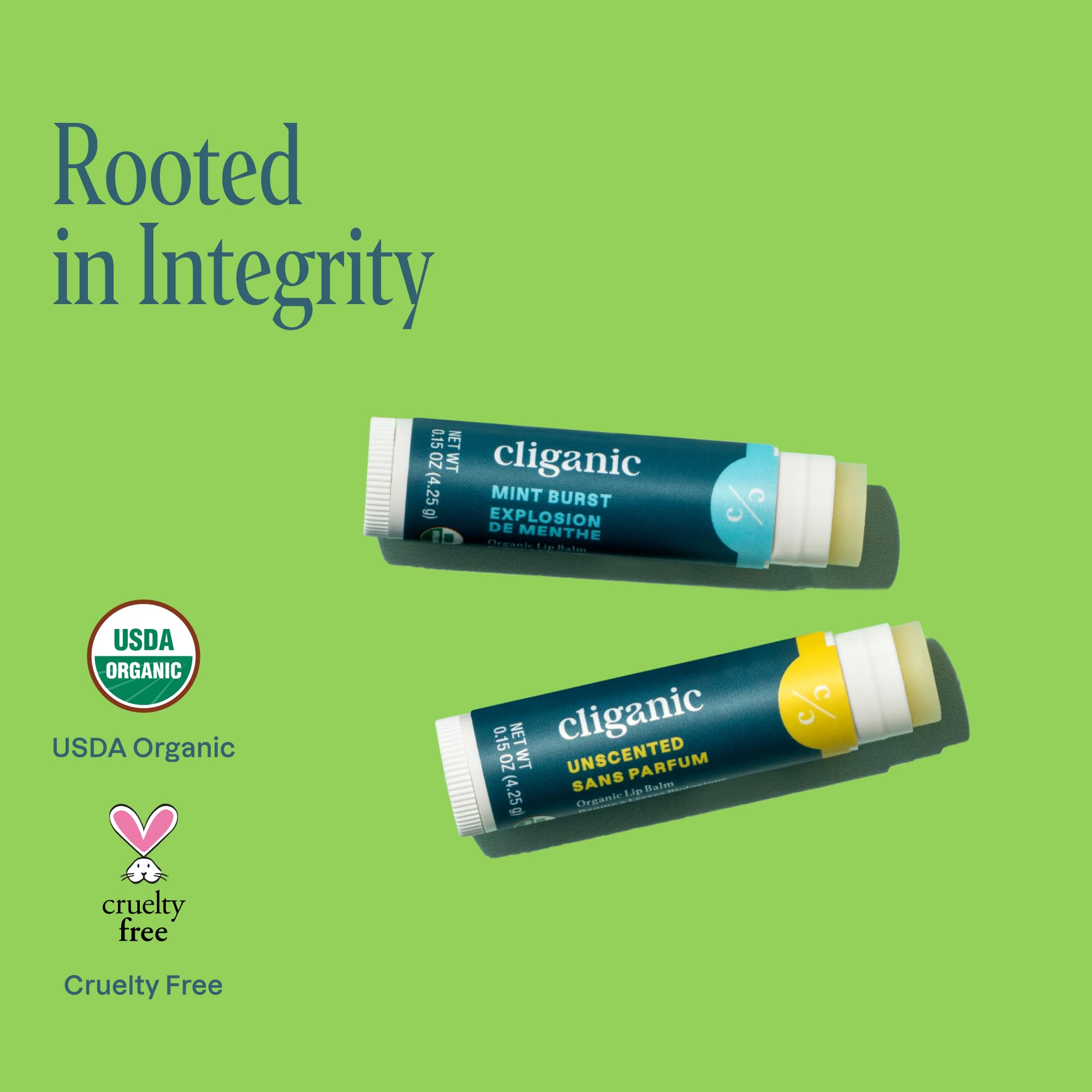 Cliganic Organic Lip Balm 2-pack on a purse fits easily for quick touch-ups.