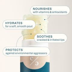 Cliganic Organic Lip Balm 2-pack tube closeup shows smooth glide and gentle protection.