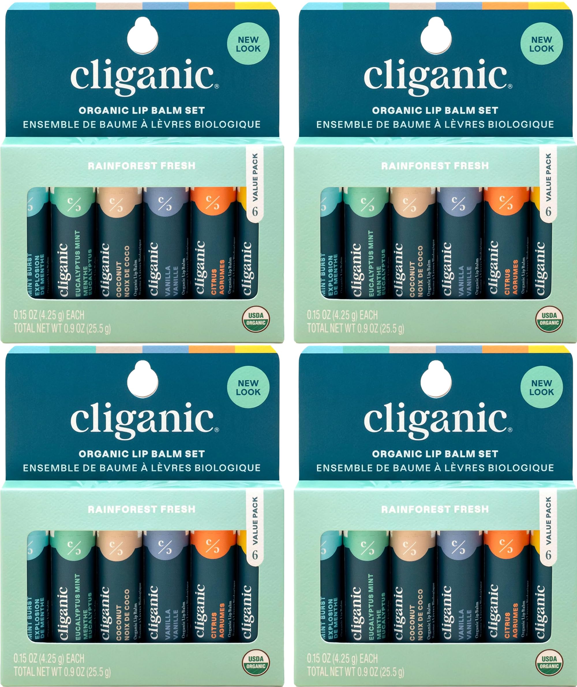 Cliganic Organic Lip Balm Set packaging highlights a ready-for-gifting lip care collection for daily moisture