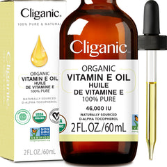 Cliganic Organic Vitamin E Oil bottle 2oz for skin nourishment