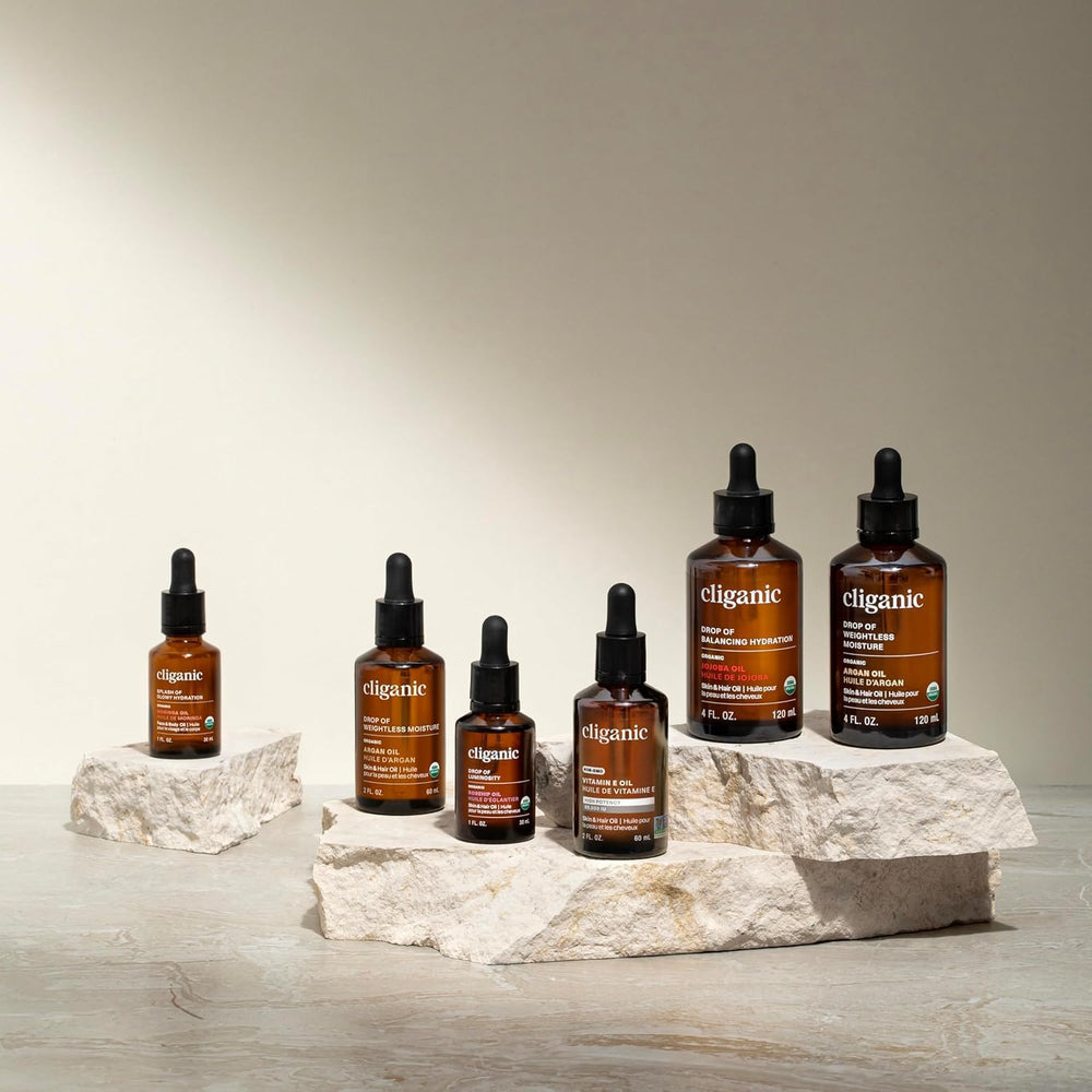 Cliganic Pumpkin Seed Oil application demonstrates versatile plant-based care for skin and hair.