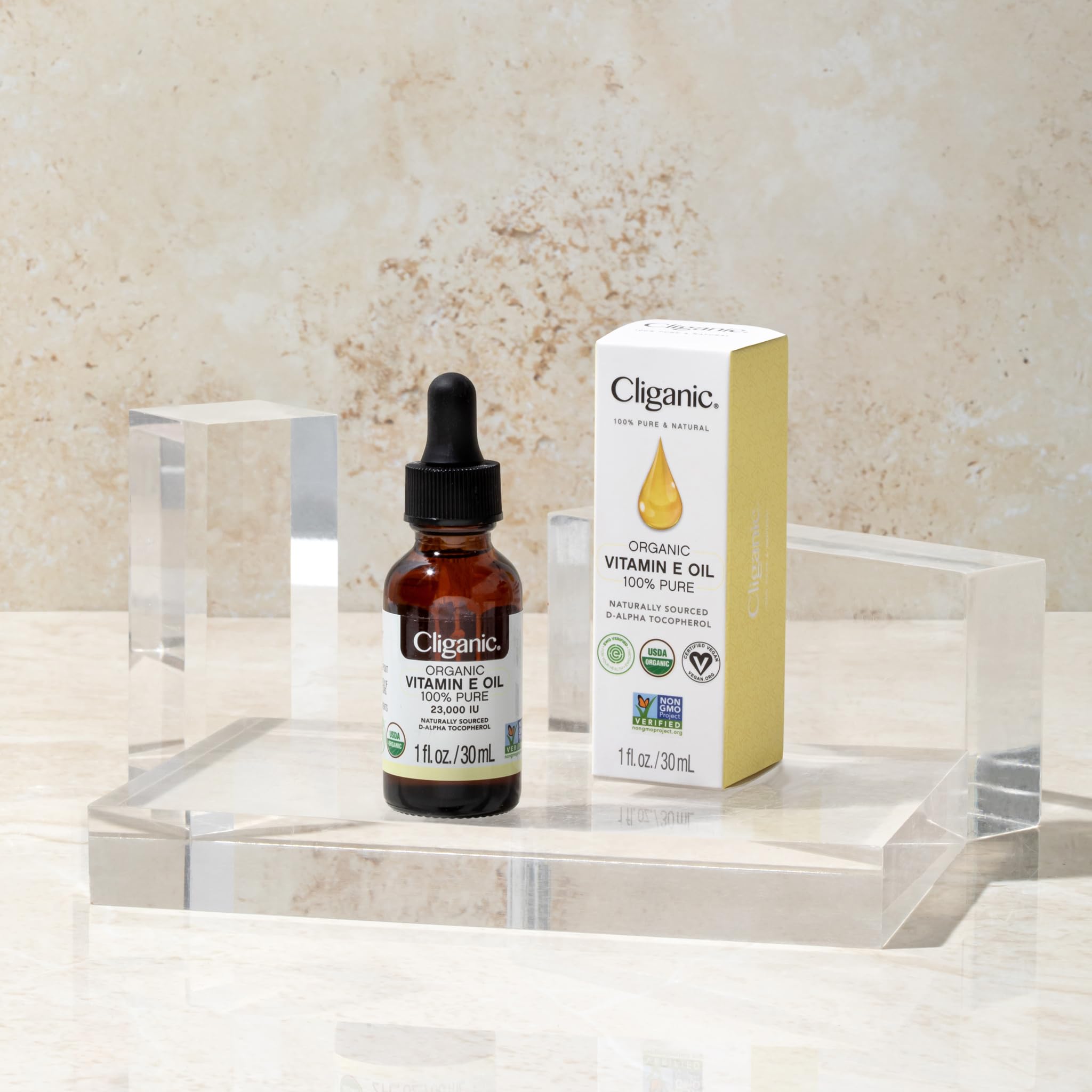 Cliganic Vitamin E Oil used on hair and nails