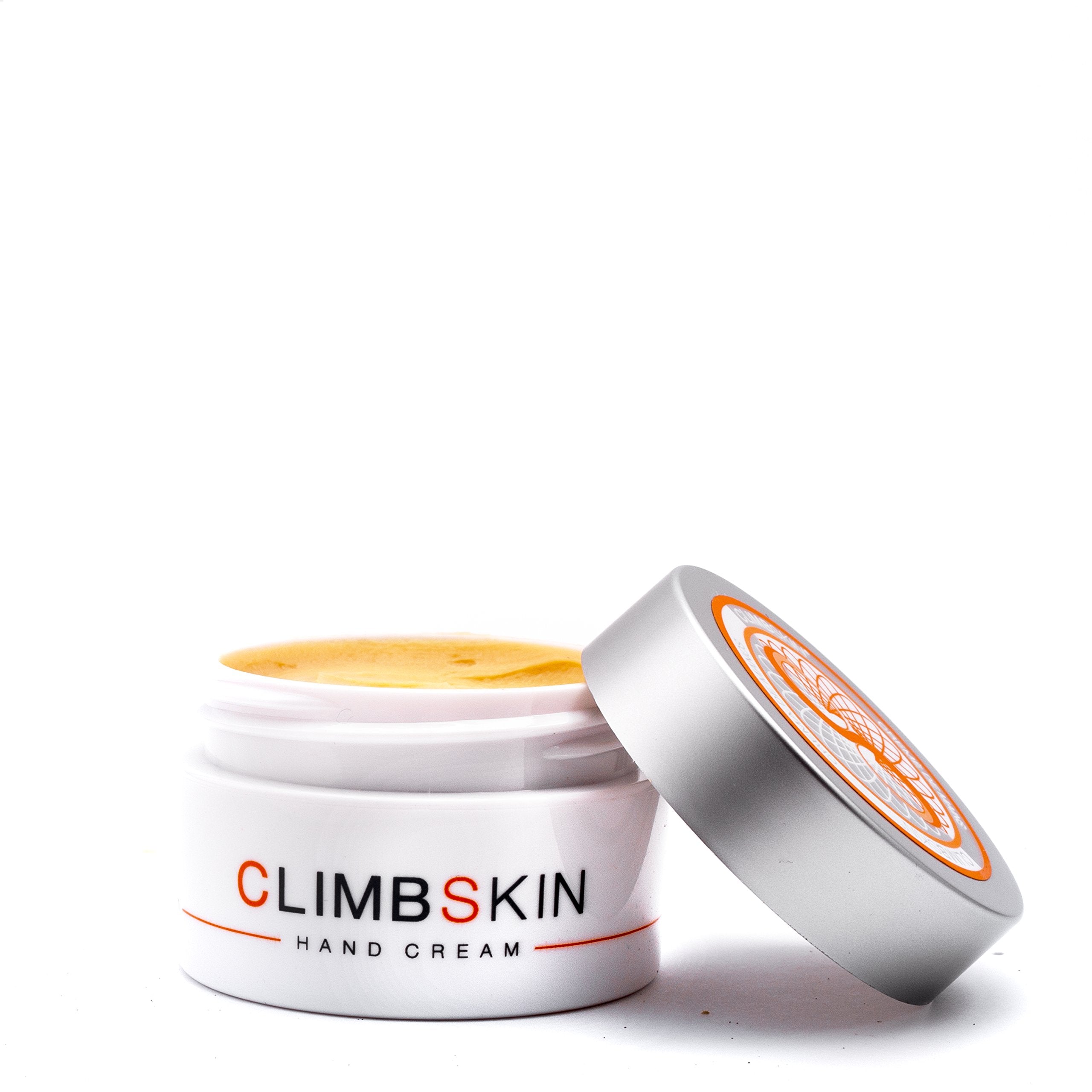 Climbskin hand cream tube front, compact travel size for on-the-go hydration.