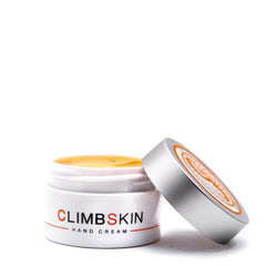 Climbskin hand cream tube front, compact travel size for on-the-go hydration.
