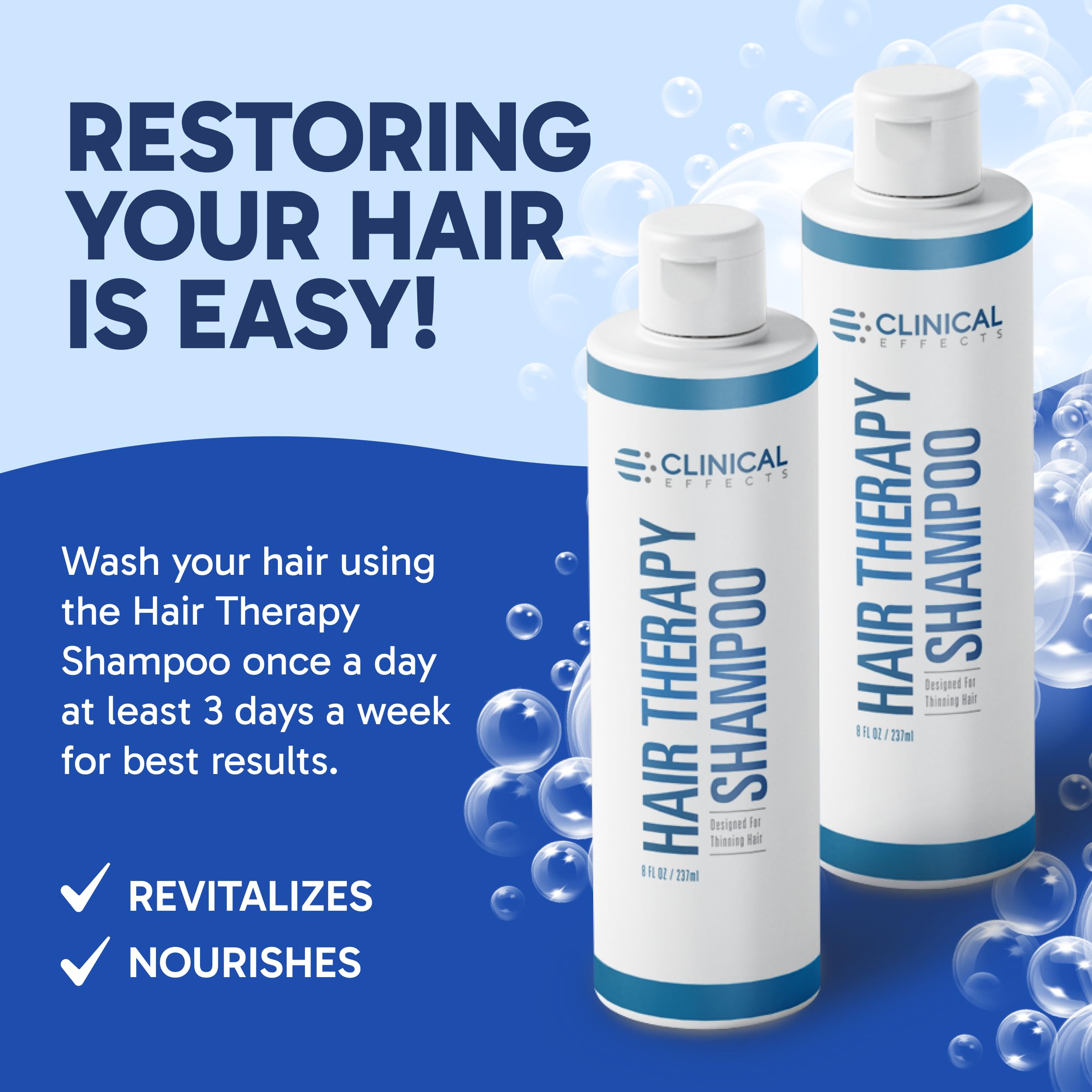 Clinical Effects Hair Therapy Shampoo scalp-application demonstrates soothing care for sensitive scalps.