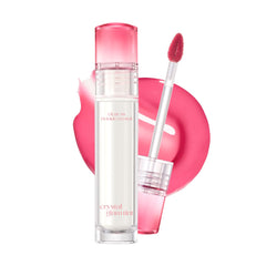 CLIO Crystal Glam Tint glossy finish swatch shows glass-like shine and hydration.