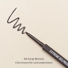 CLIO Extreme Gelpresso pencil swatch showing rich gray-brown shade payoff.
