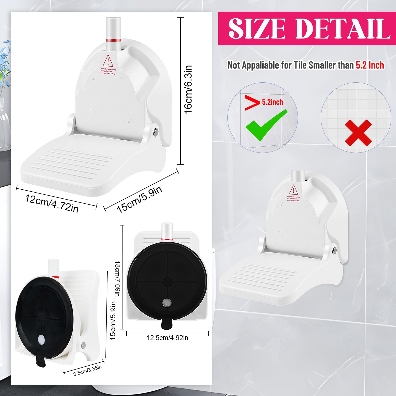 CLIO suction-cup attachment secures foot rest on smooth tile for stable shaving