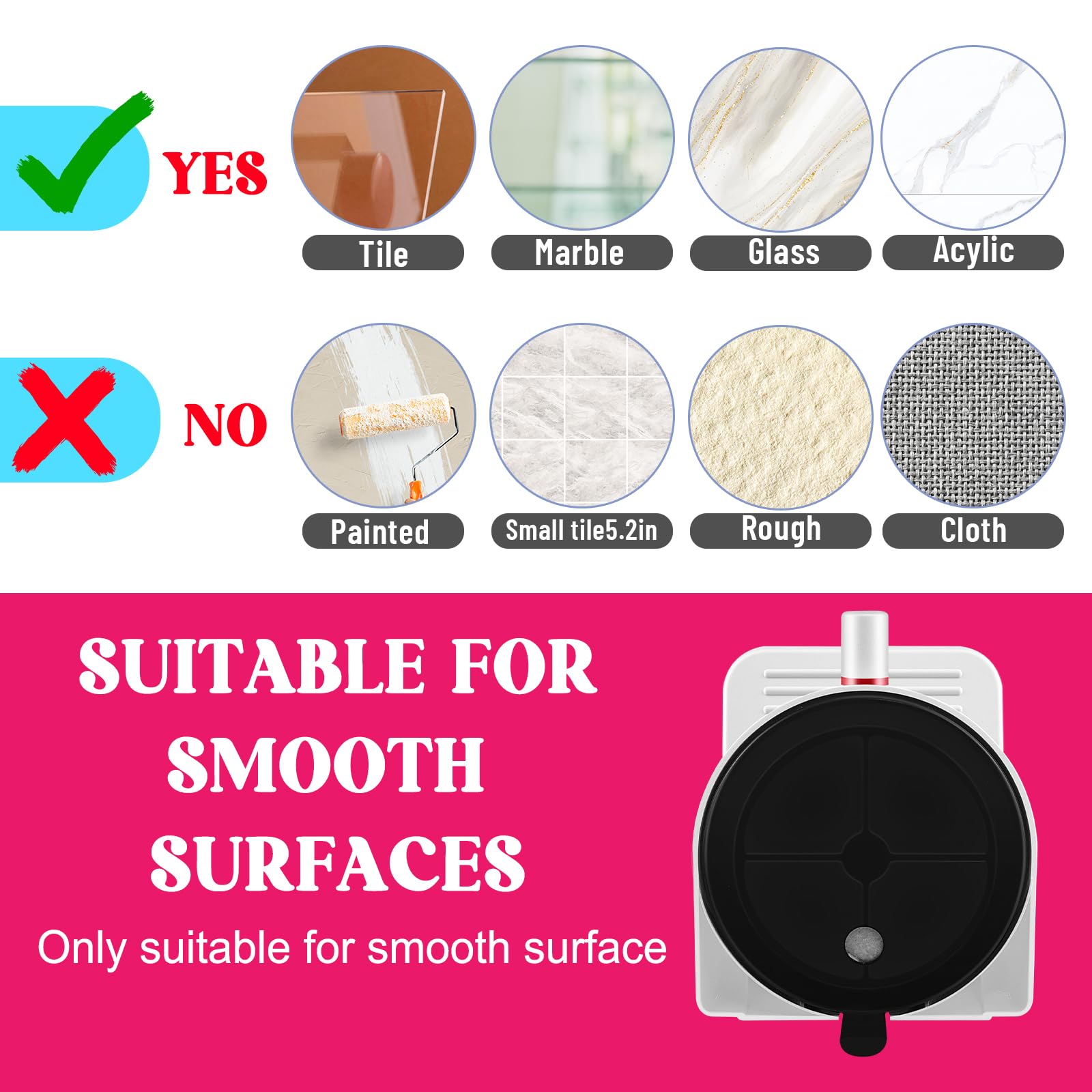 CLIO compatible with smooth walls like marble and glass