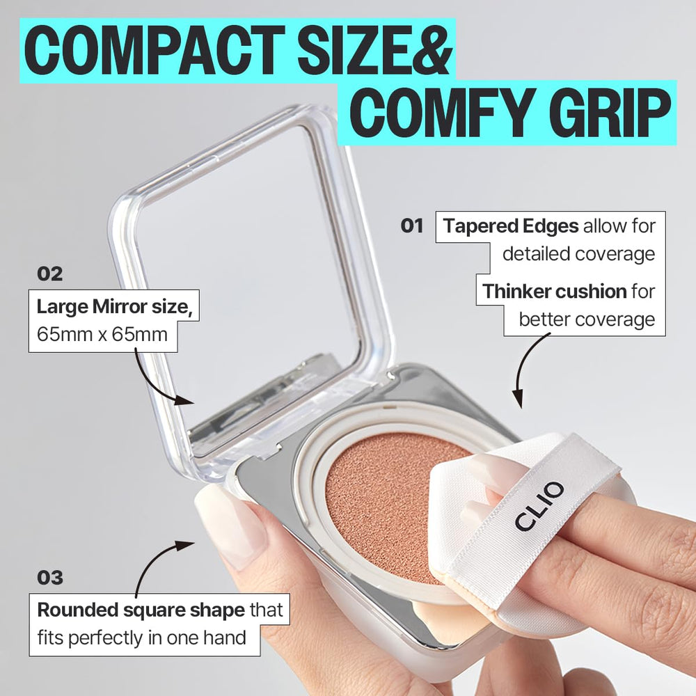 CLIO Kill Cover Founwear Cushion packaging highlights shade 23N Ginger for curated color options.