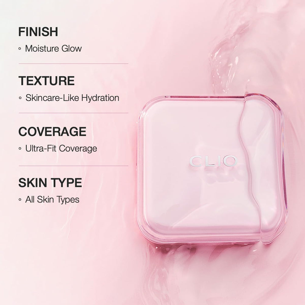 CLIO Kill Cover Mesh Glow cushion application demonstrates skin-like glide