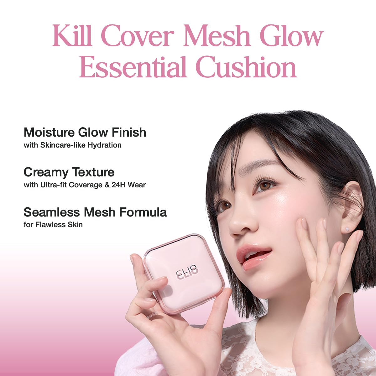CLIO Kill Cover Mesh Glow cushion dispense shot highlights precise application