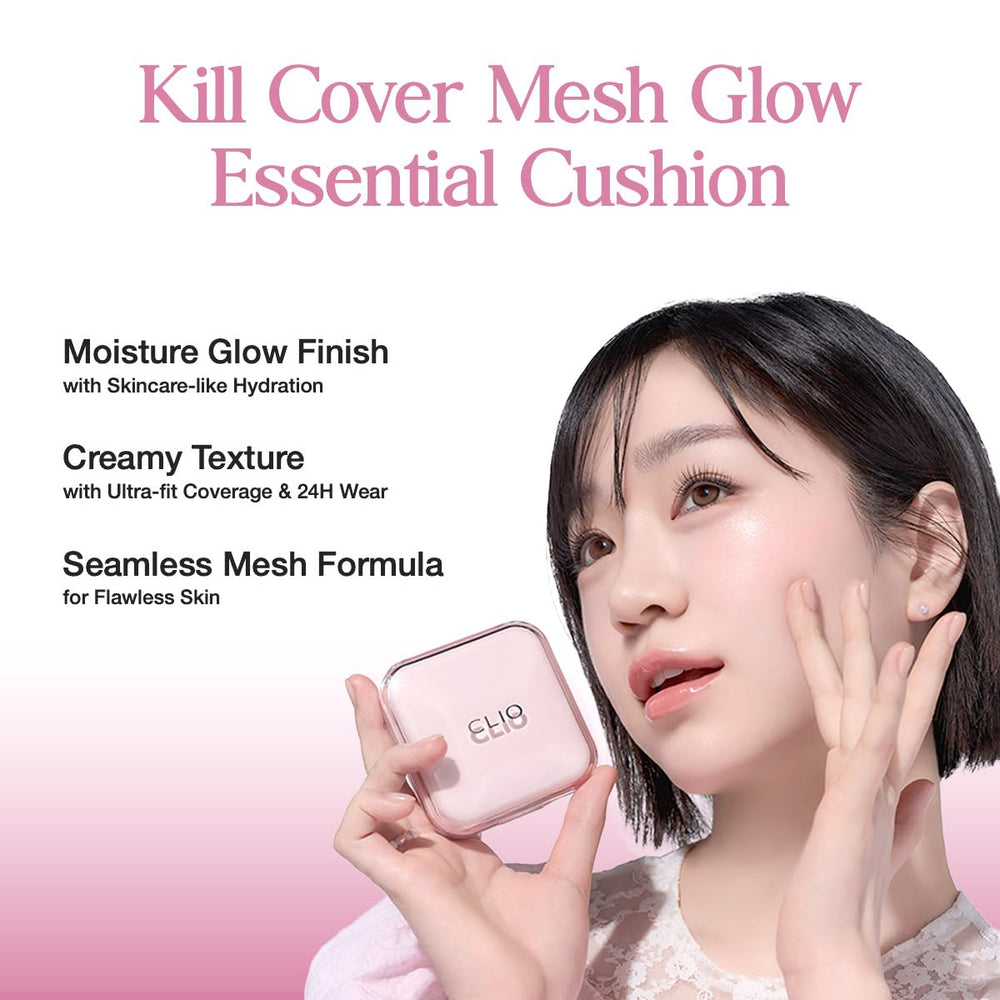 CLIO Kill Cover Mesh Glow cushion dispense shot highlights precise application