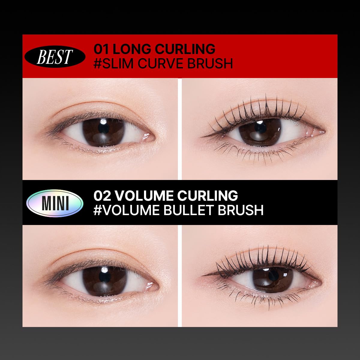 CLIO Kill Lash Superproof Mascara lash look boost showcases dramatic, volumized lashes