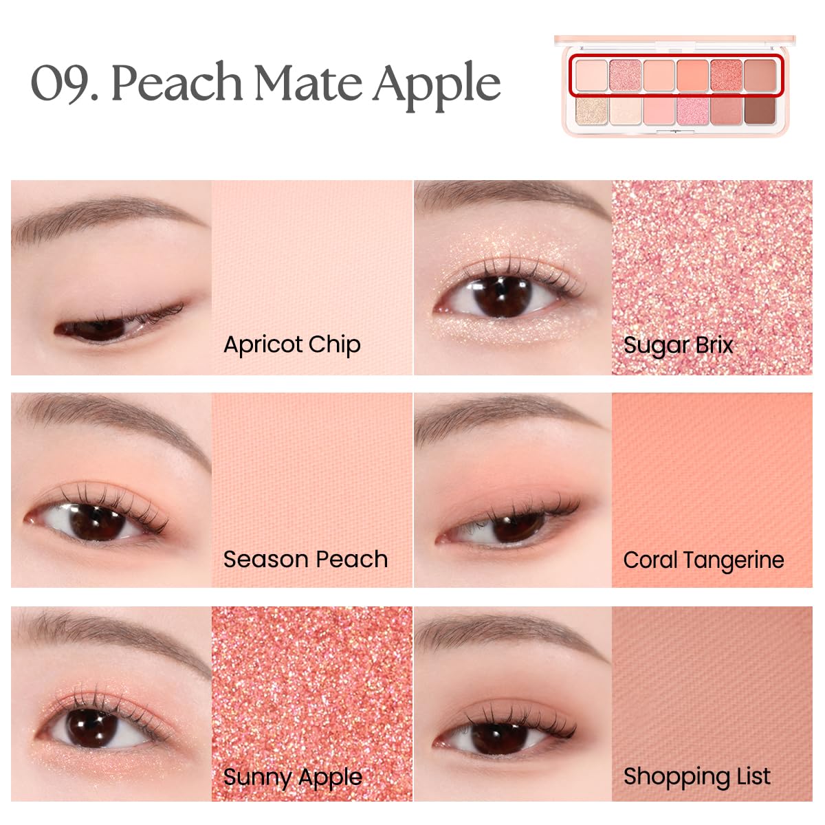 CLIO PRO EYE PALETTE AIR 09 Peach Mate Apple long-lasting formula with pillowy texture