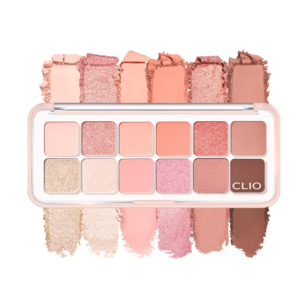 CLIO PRO EYE PALETTE AIR 09 Peach Mate Apple open swatches show warm tones for versatile looks