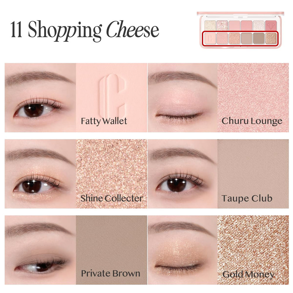 CLIO PRO EYE PALETTE AIR pillow textured shadows glide on for easy application.