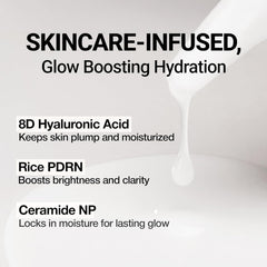 Ceramide and panthenol emphasis with CLIO Glazing Milky Essence signaling barrier support