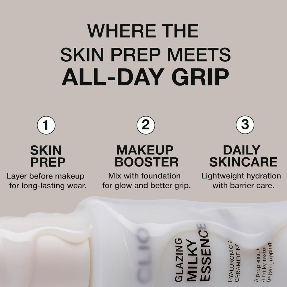 Glass skin-inspired glow achieved with CLIO Glazing Milky Essence