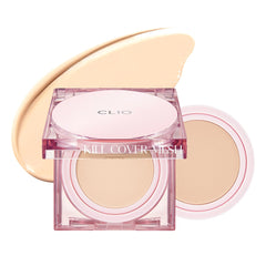 CLIO PROFESSIONAL Kill Cover Mesh Glow Cushion packaging shows compact design for on-the-go glow and quick touch-ups