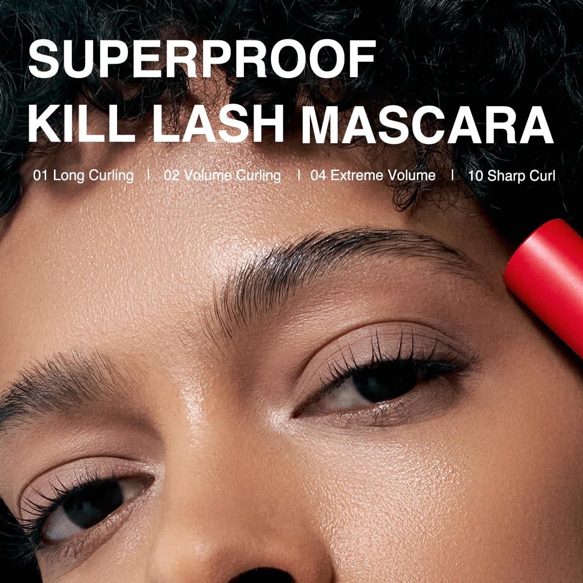 CLIO Kill Lash Superproof Mascara provides waterproof, smudge-free wear after humidity exposure.
