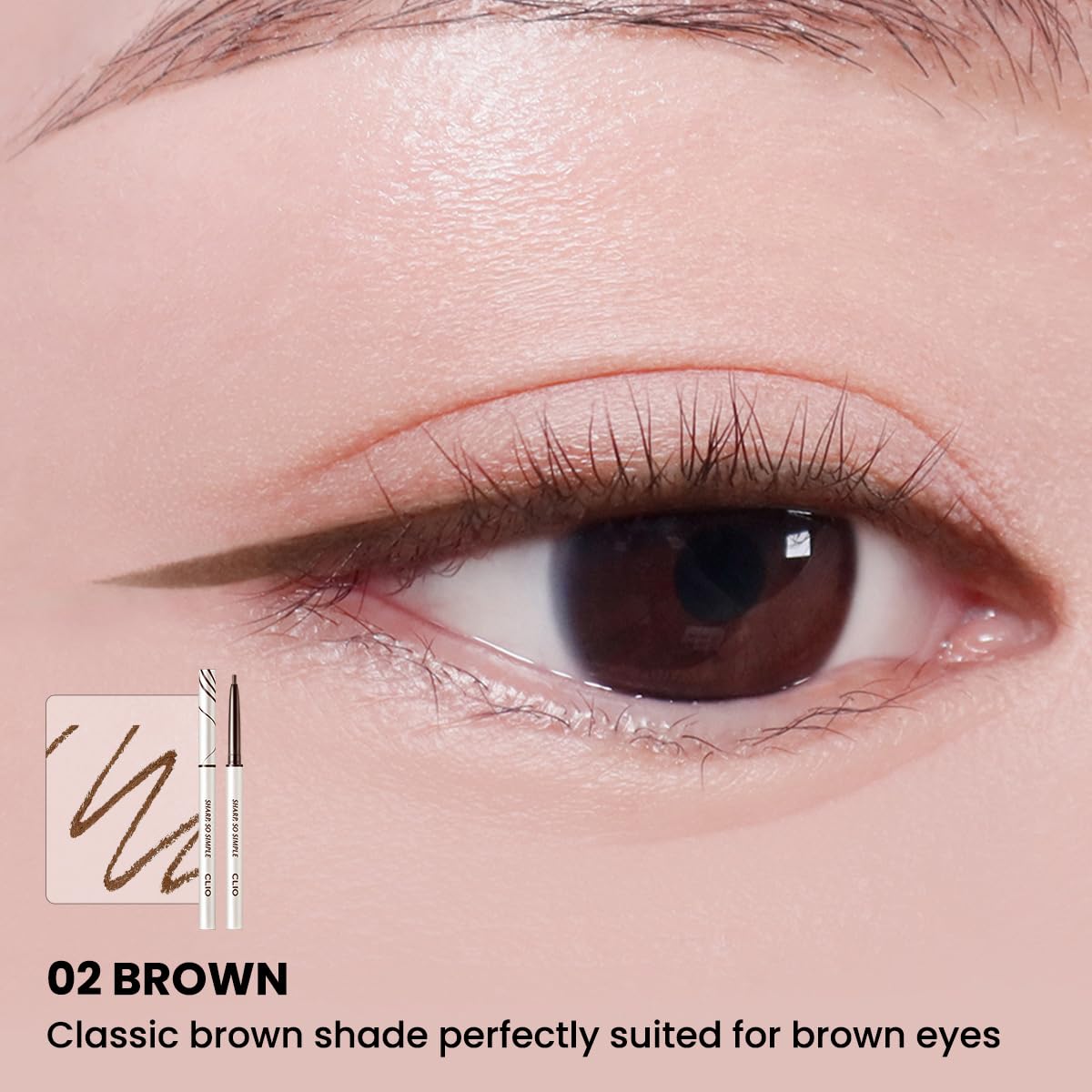 CLIO PROFESSIONAL Sharp Simple Waterproof Pencil Liner 02 Brown longwear formula resists sweat and humidity.