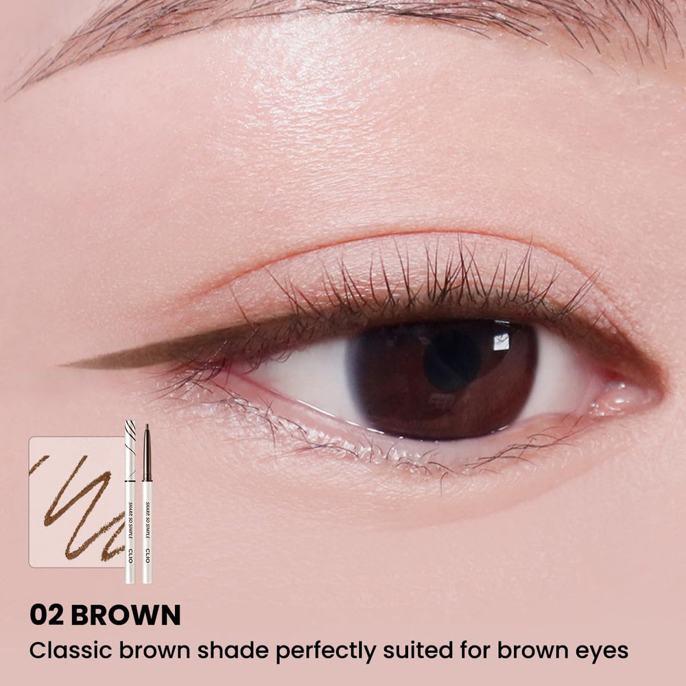CLIO PROFESSIONAL Sharp Simple Waterproof Pencil Liner 02 Brown longwear formula resists sweat and humidity.