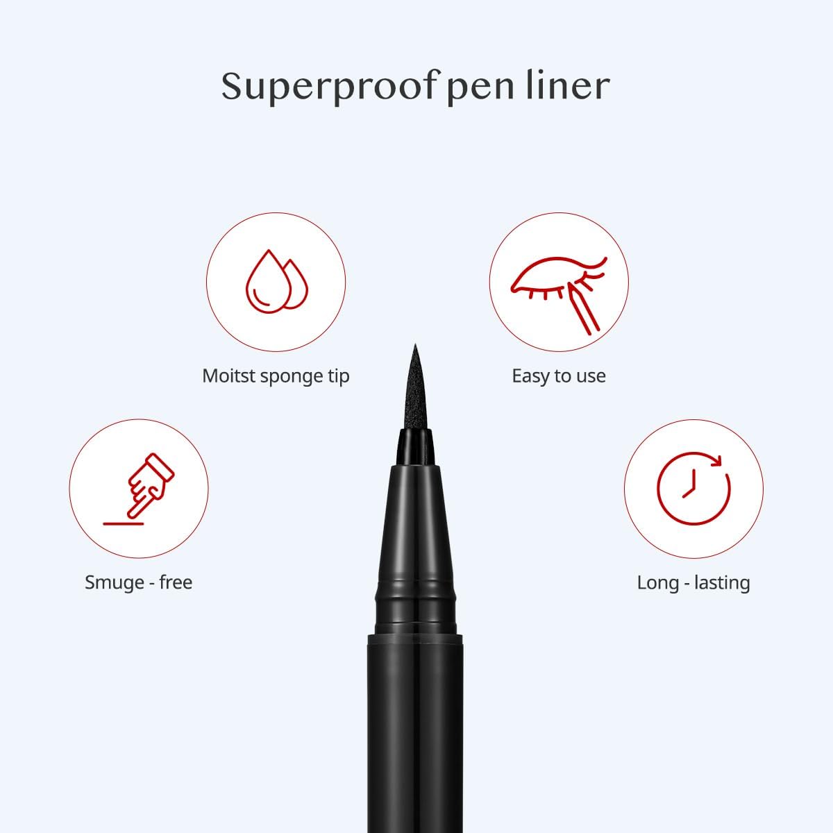 CLIO PROFESSIONAL Superproof brown shade swatches on skin for easy shade matching.