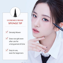 CLIO PROFESSIONAL Superproof eyeliner stroke closeup thin to thick line versatility.