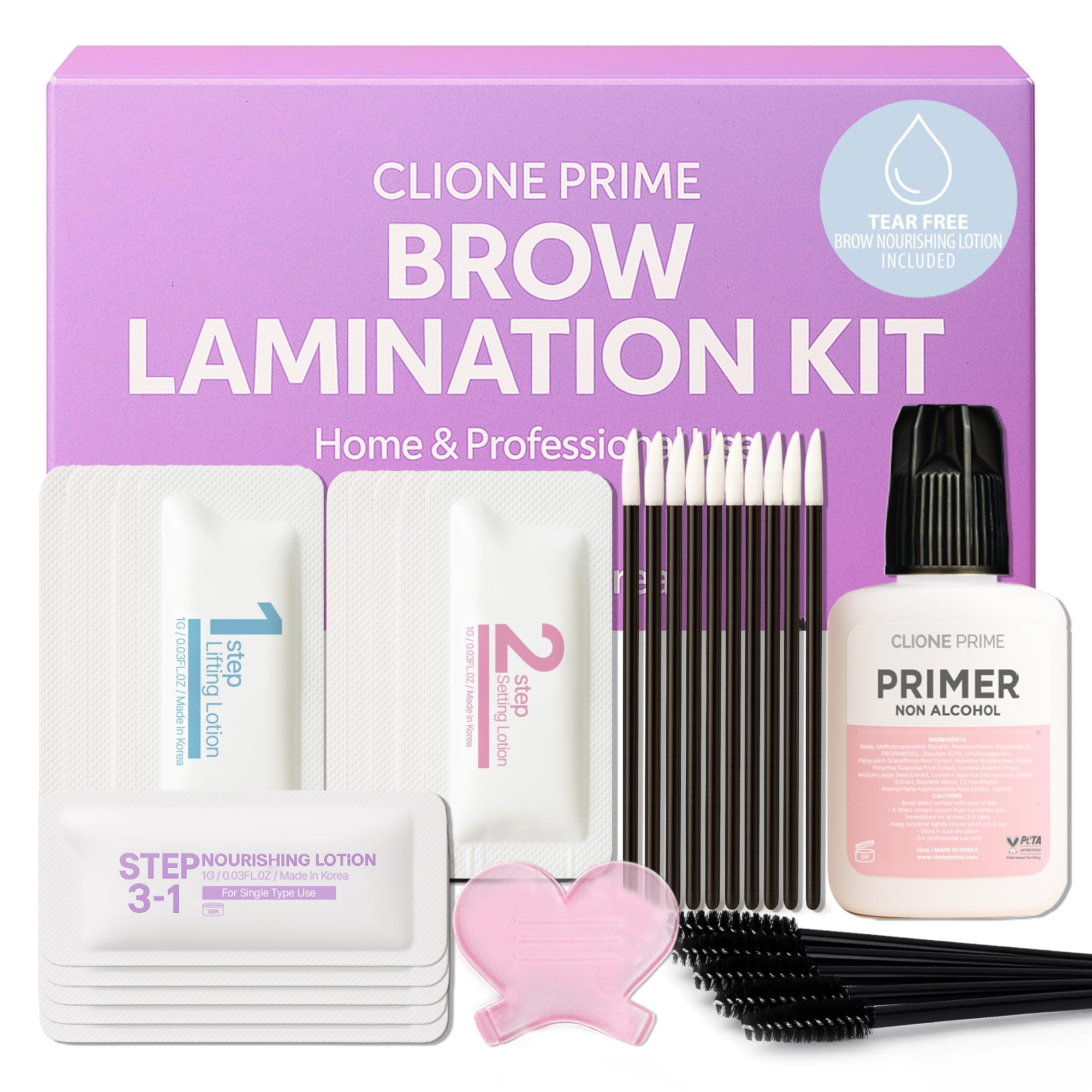 CLIONE PRIME brow lamination kit in use highlights a time-saving routine.