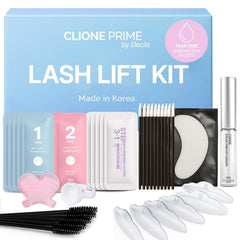 CLIONE PRIME Korean Lash Lift Kit packaging shows single-use sachets for hygienic, precise at-home use.