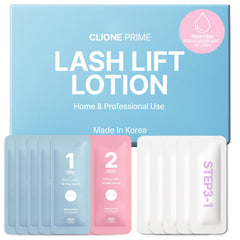 CLIONE PRIME lash lift lotion sachet packaging shows hygienic single-use portions for clean application.