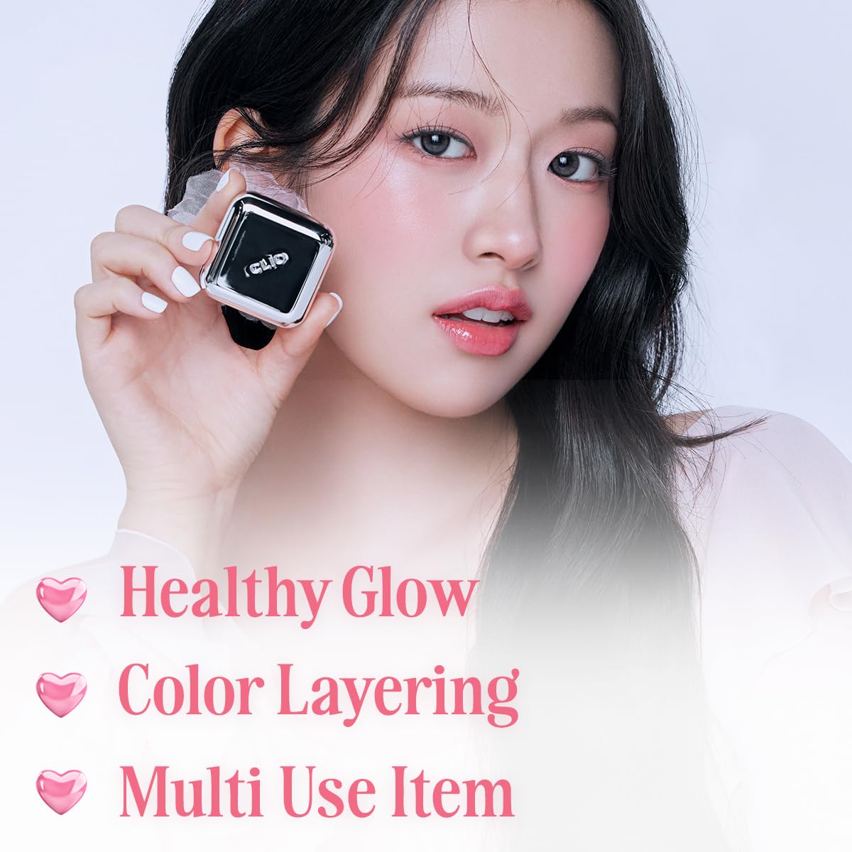 CLIO Professional Lip & Cheek Tap Rosy Blow compact case fits in a pocket