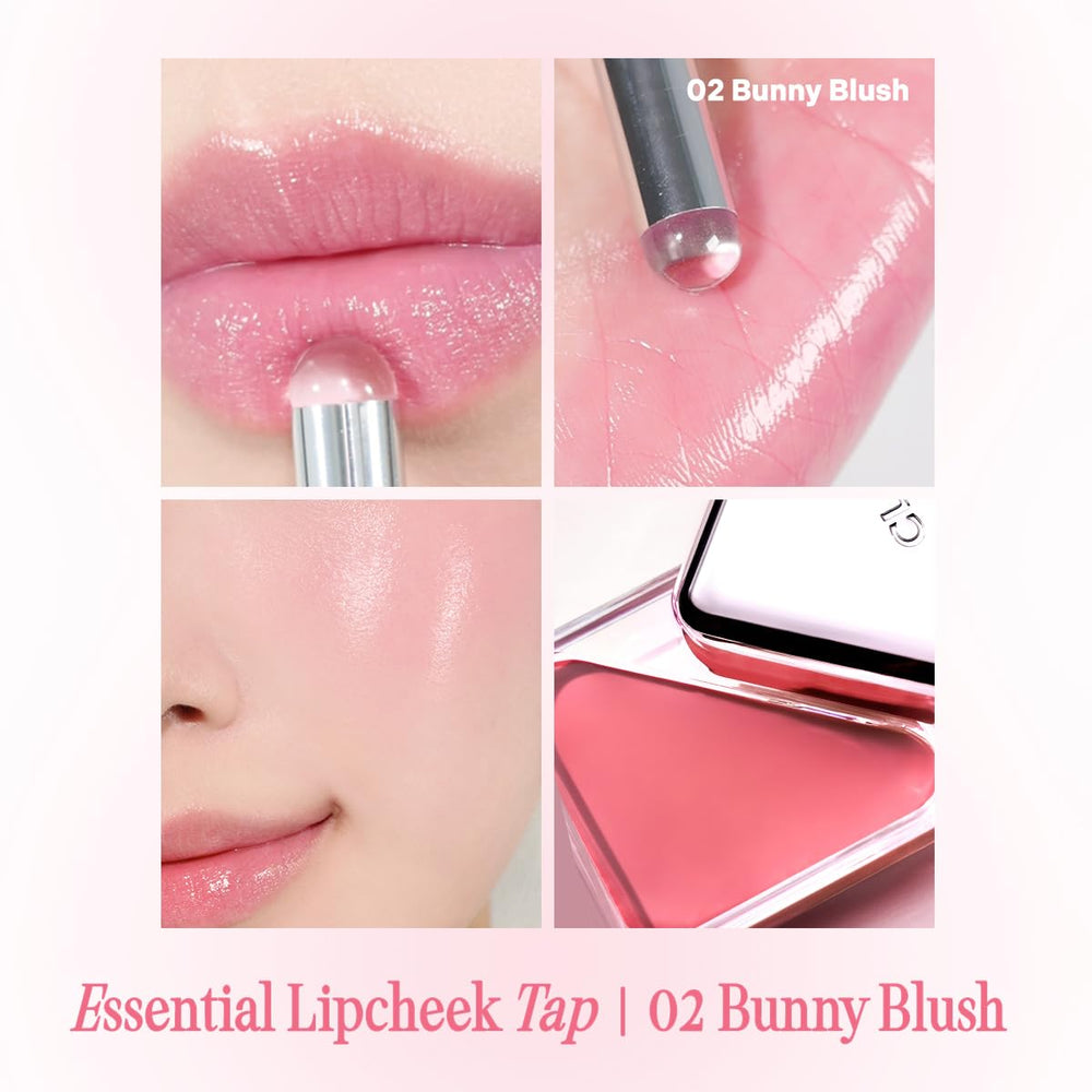 CLIO Professional Lip & Cheek Tap Rosy Blow swatch on cheeks shows natural glow