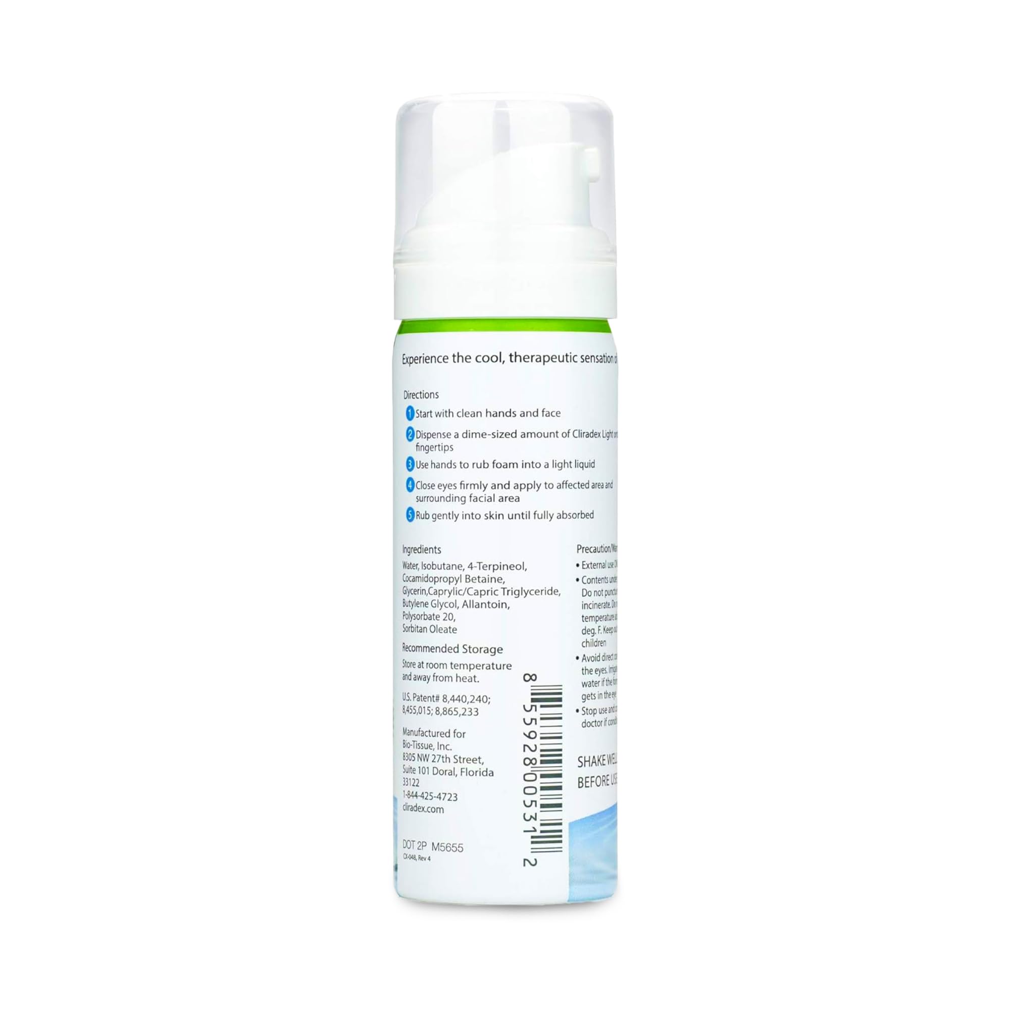 Cliradex Foam after makeup removal aids thorough removal of residual oils.