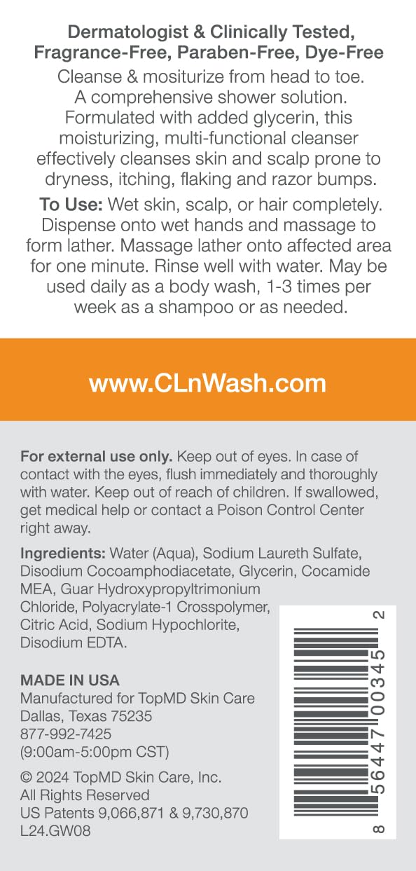CLn 2-in-1 gentle wash foam lather for soothing scalp cleansing.