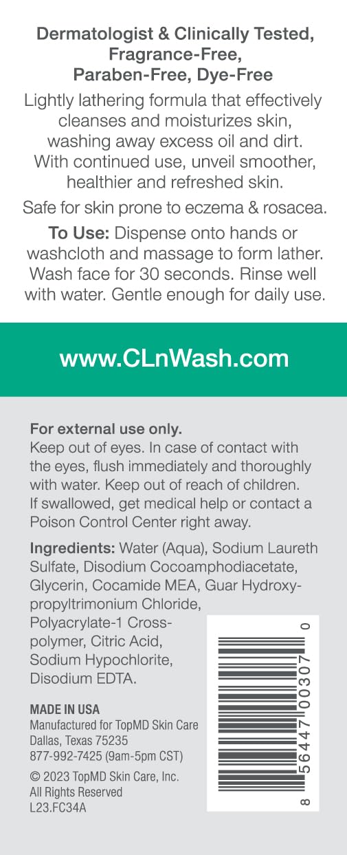 CLn facial cleanser gel texture application shows mild lather for sensitive skin