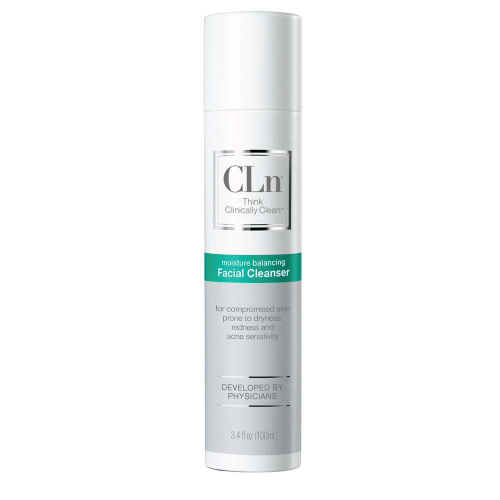 CLn facial cleanser hydrating glycerin bottle demonstrates gentle, moisture-supporting cleansing