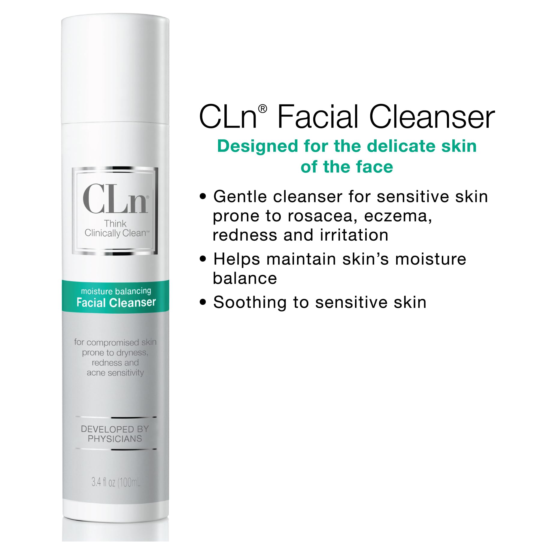 CLn facial cleanser pre-post-procedure use demonstrates gentle routine option