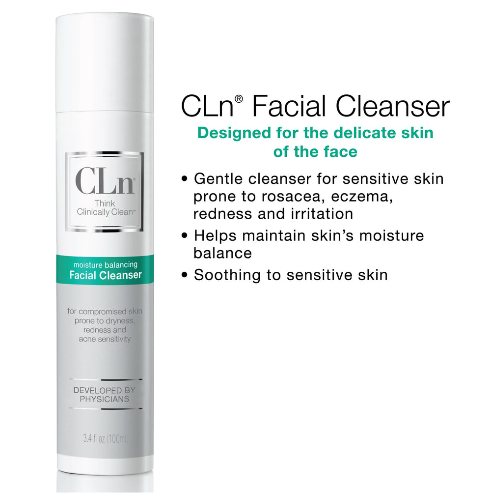 CLn facial cleanser pre-post-procedure use demonstrates gentle routine option
