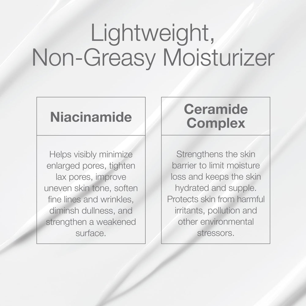 CLn Facial Moisturizer cream texture close-up emphasizes lightweight, fast-absorbing hydration.