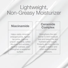CLn Facial Moisturizer cream texture close-up emphasizes lightweight, fast-absorbing hydration.