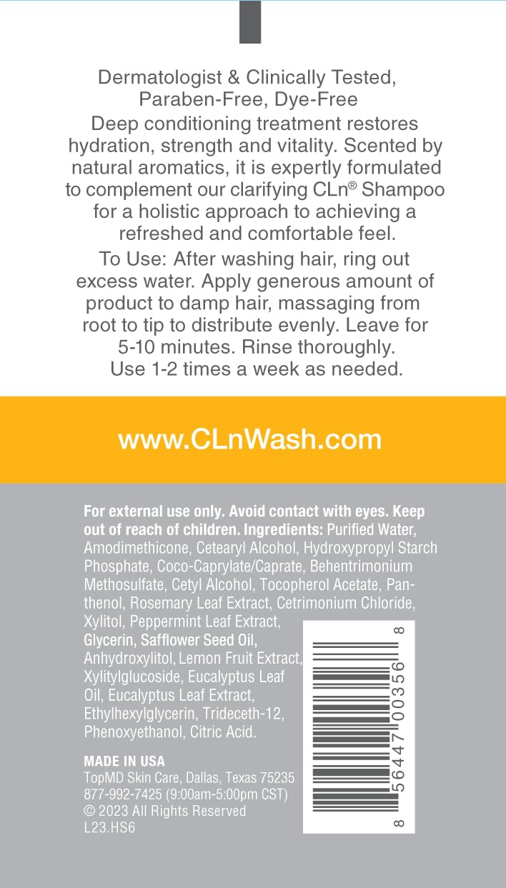 CLn Hair Mask cream texture emphasizes rich conditioning for dry hair.