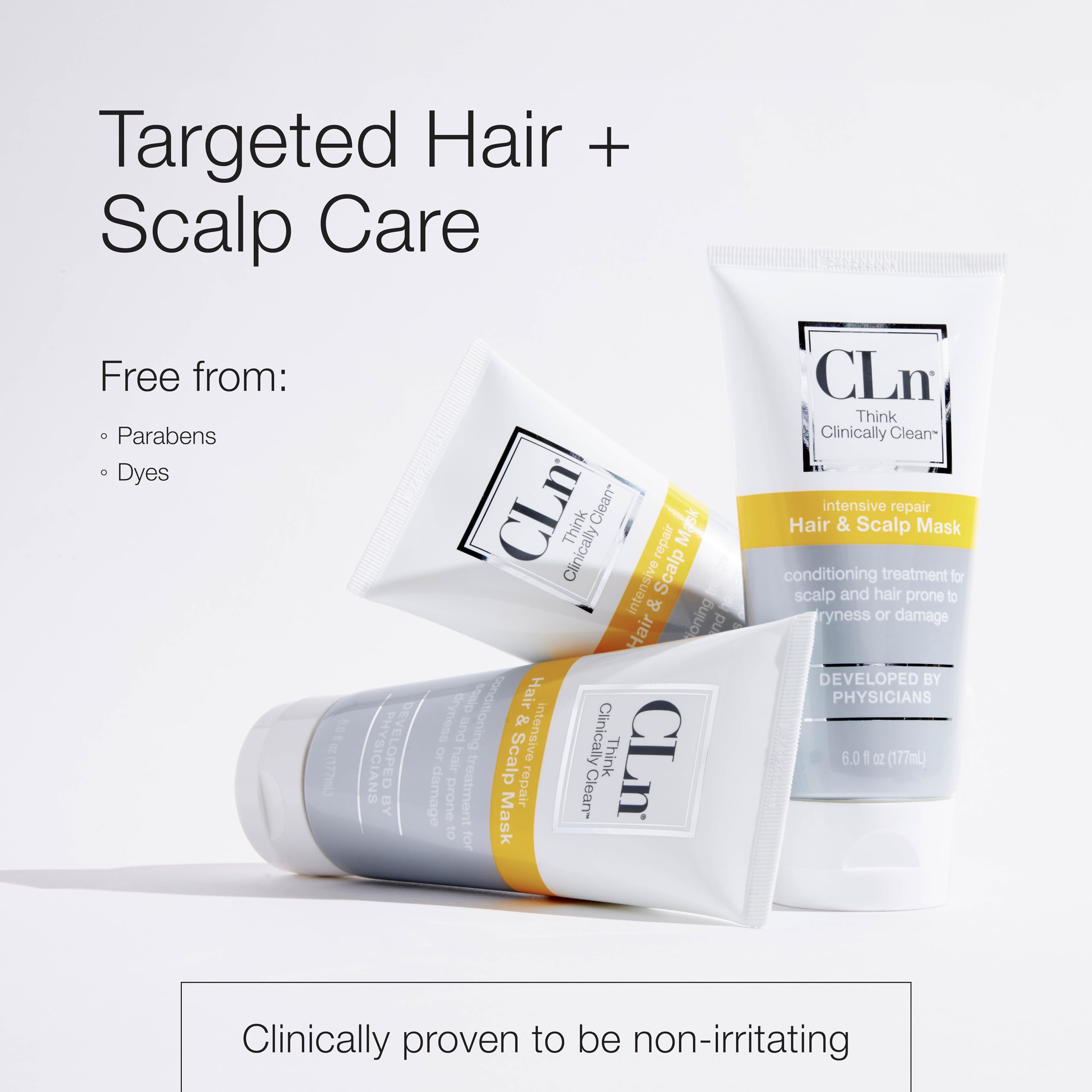 CLn Hair Mask eucalyptus scent enhances a refreshing conditioning experience.