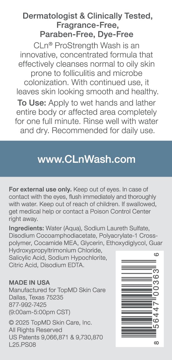 CLn ProStrength foaming-lather demonstrates effective cleansing and exfoliation.