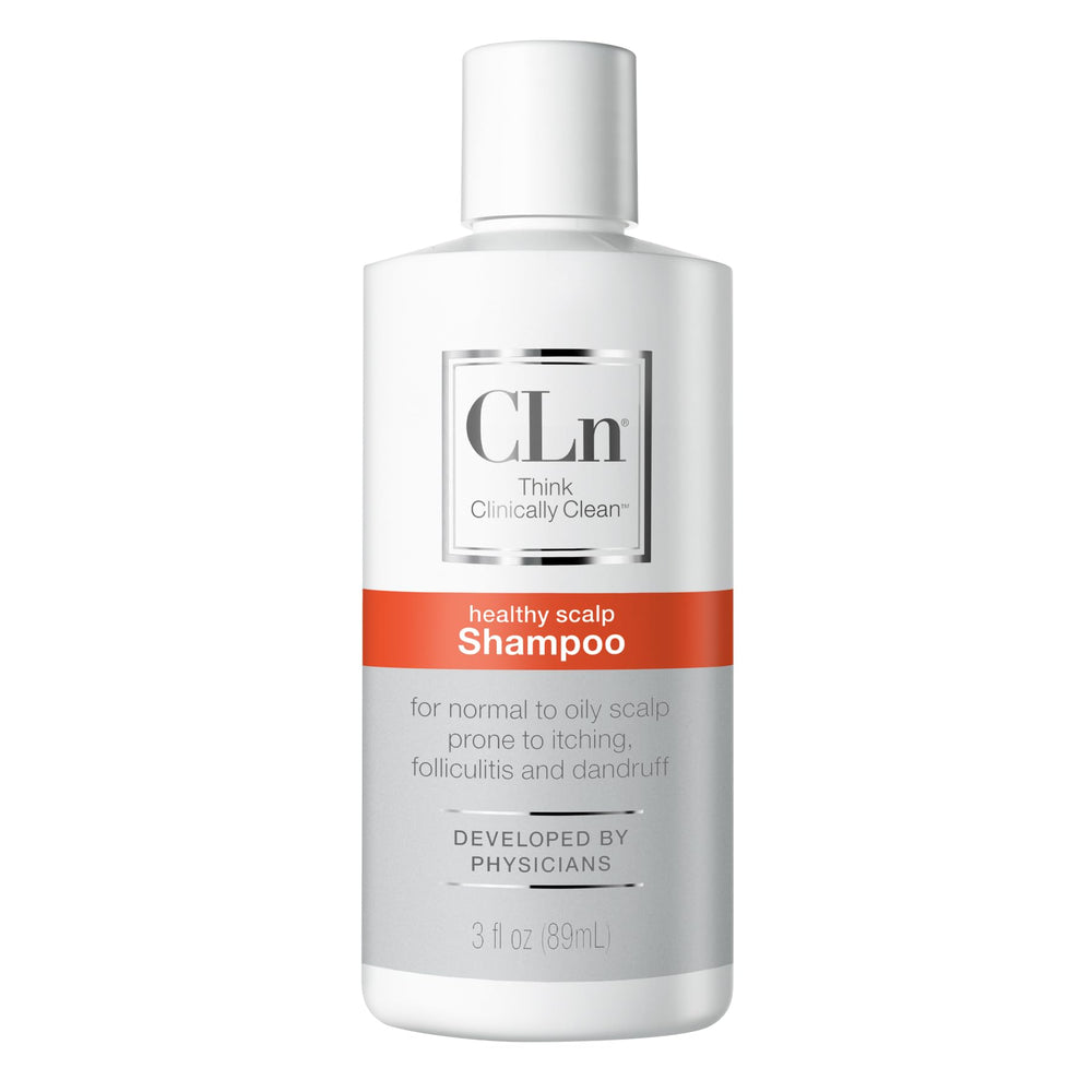 CLn Shampoo bottle pour for a clarifying cleanse of oily hair.