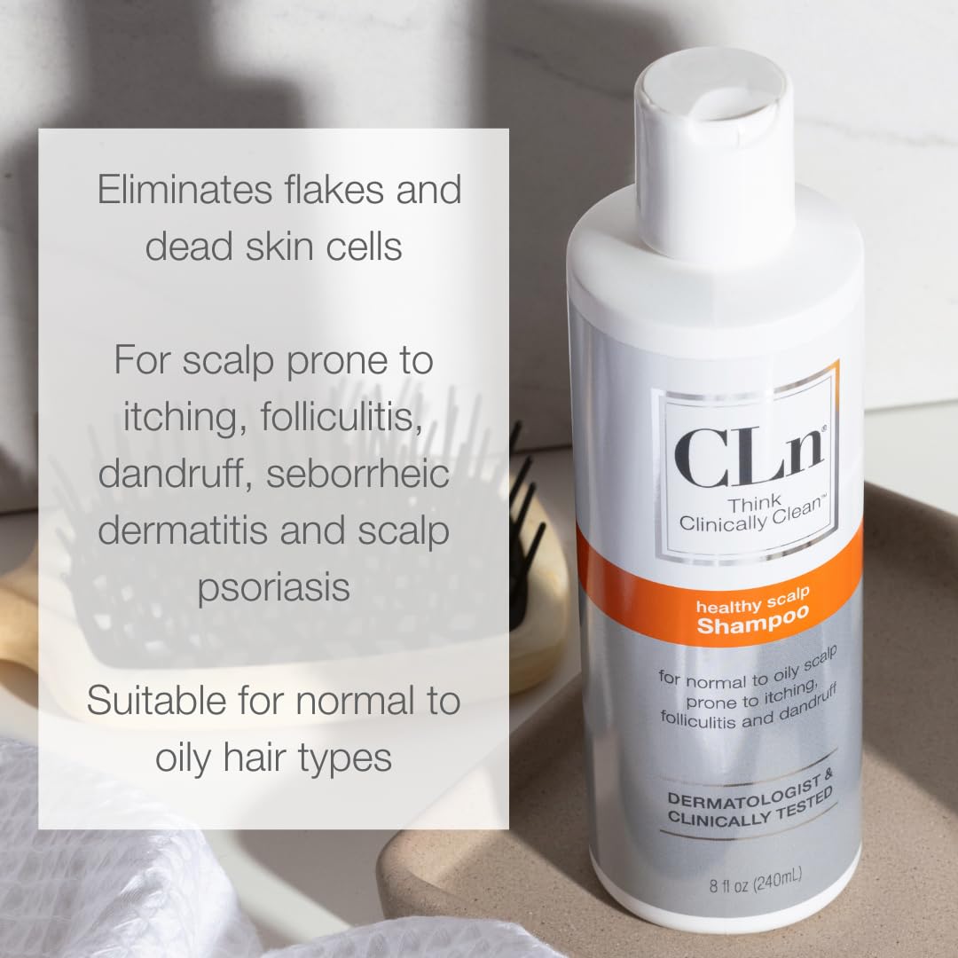 CLn Shampoo fragrance-free label communicates gentle, hypoallergenic care for sensitive scalps.