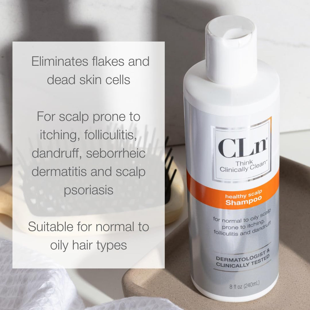 CLn Shampoo fragrance-free label communicates gentle, hypoallergenic care for sensitive scalps.