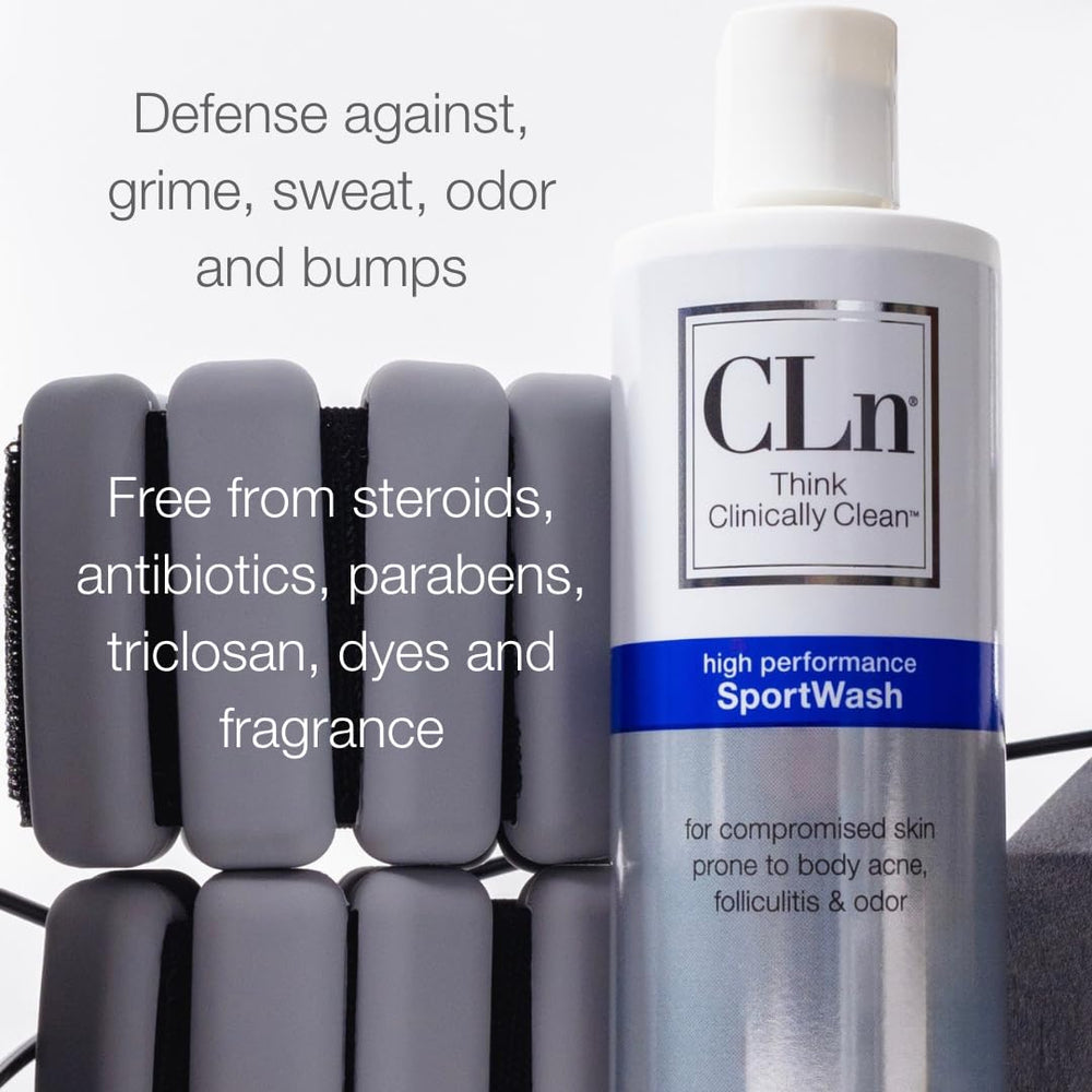 CLn SportWash apply massage demonstrates two-minute cleansing for skin, hair, and nails.