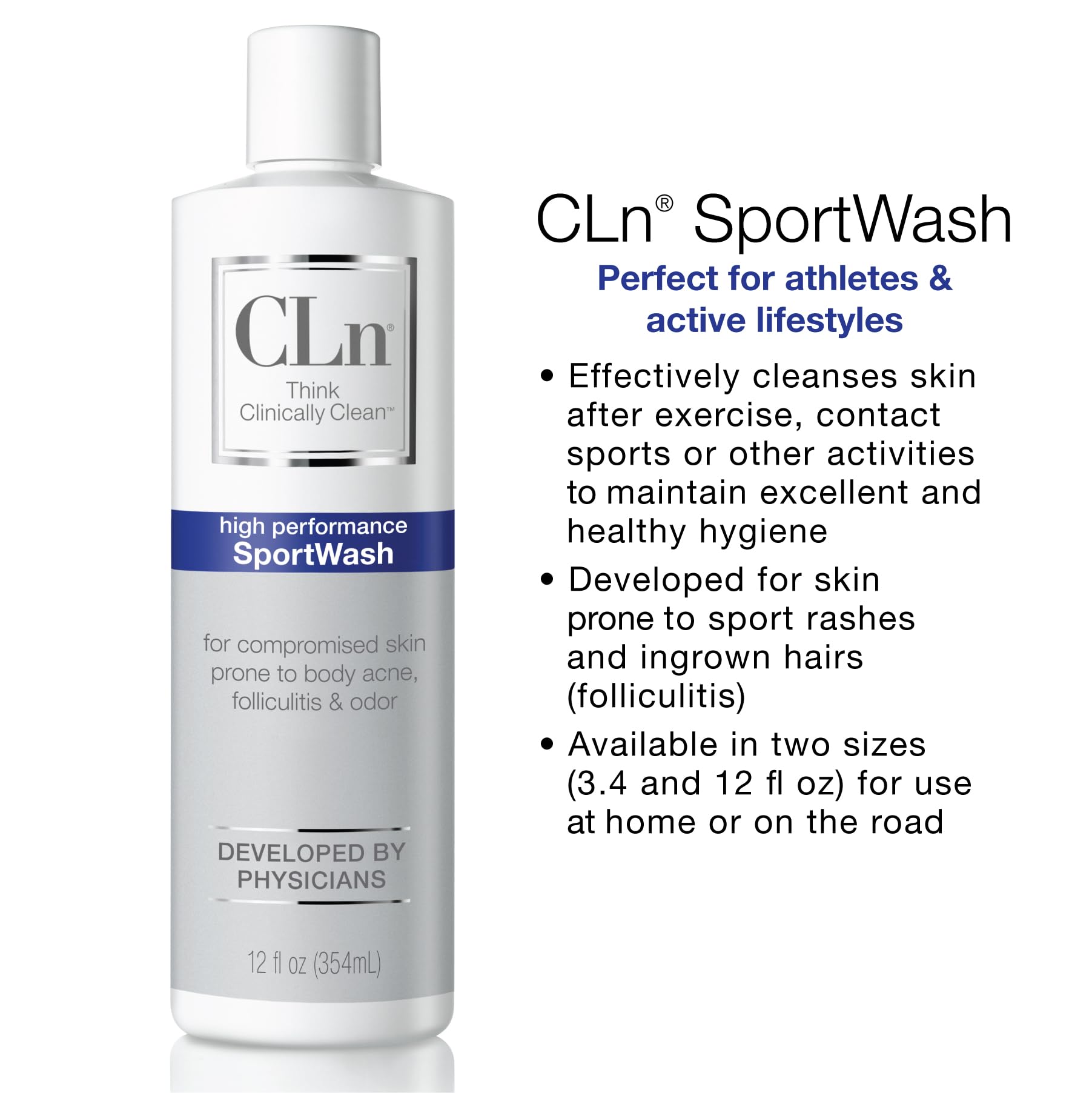 CLn SportWash foam-lather close-up demonstrates rich cleansing after workouts.